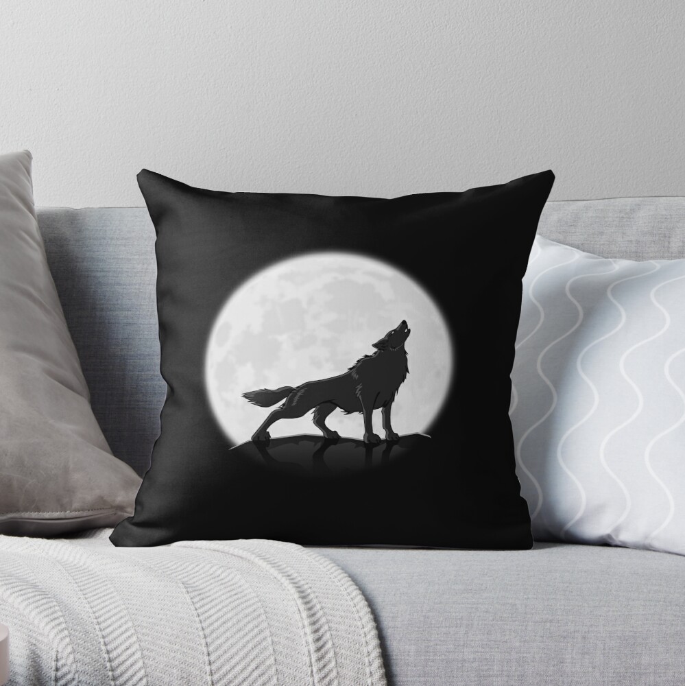 Black Pillow Howling Wolf