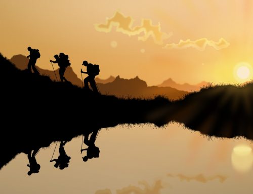 Hikers in the sunset