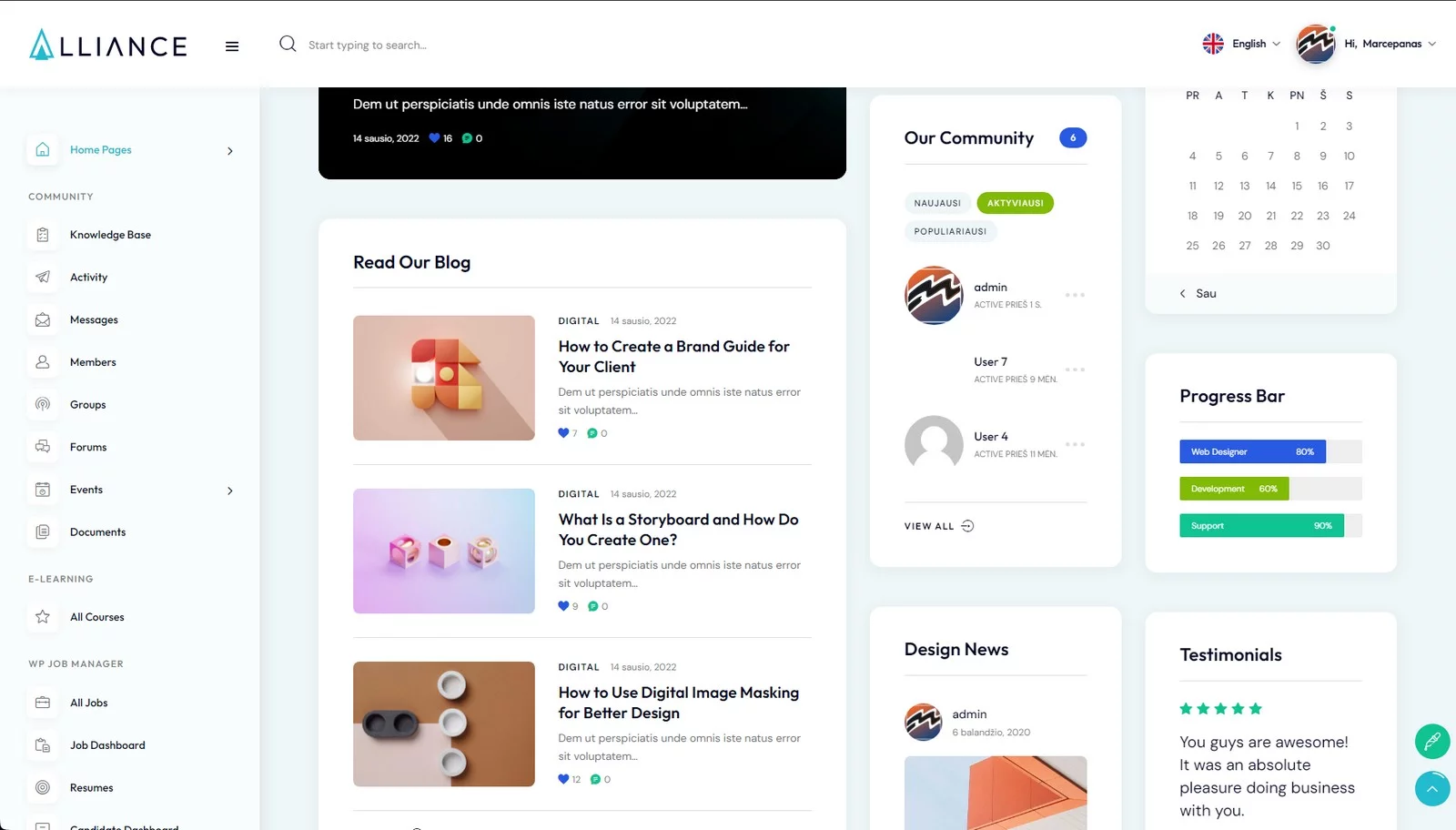 Alliance - Intranet theme